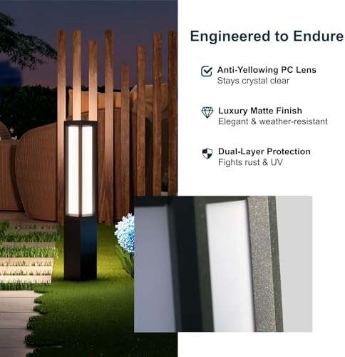 SkyGlow 26" Bollard Light, 12V Low Voltage Aluminum LED IP65 Waterproof Outdoor Modern Landscape Path Lights 3000K Curb Appeal Hardwired for Garden Pathway Lawn Patio Courtyard Driveway Commercial - Image 5