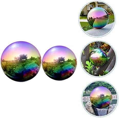 DOITOOL Garden Gazing Ball 2pcs Garden Reflector Outdoor Mirror Stainless Steel Mirror Artificiales para Shiny Sphere Balls Polished Ornament Sphere Globe Gazing Globe Prom - Image 4