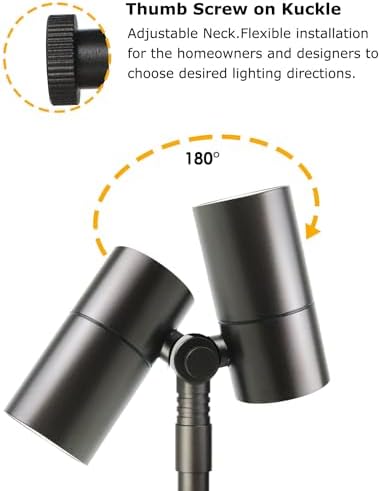 Cheopha 12V Landscape Path Light Aluminum Adjustable Spotlights 5W 2-Pack - Image 3