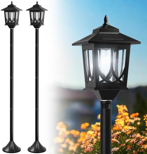 63" Solar Lamp Post Light 2 Pack, Solar Post Lights Outdoor Cool White by Unknown