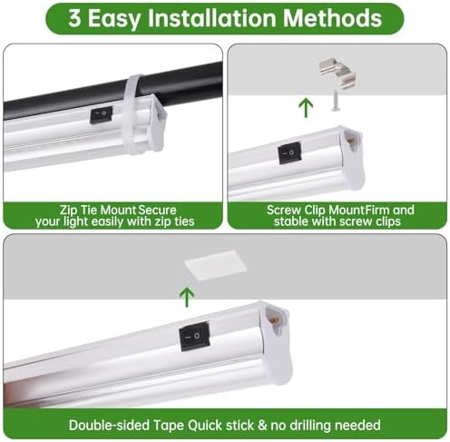T5 Grow Lights, 2FT 60W (4×15W, 500W Equivalent), Full Spectrum Grow Lights for Indoor Plants, 4000K, Plug and Play, Easy to Install, for Greenhouse & Plant Shelves (4 Pack) - Image 6