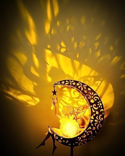 Vuees Solar Fairy Moon Garden Stake Light, Outdoor Yard Patio Decor Gift - Image 4