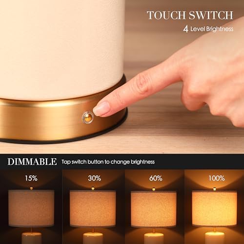 O’Bright Dune - Battery Powered Table Lamp, Rechargeable Cordless Ceramic Lamp, Full-Size 24 Inch Height, 4-Level Dimming, Smart Safety Protection, Type-C Fast Charging, LED Bulb Included, Cream White - Image 3