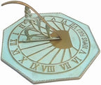 Brass Garden Sundial - 10" Sold Polished Brass Octagonal Design Sundial - Tempus Fugit Plaque and Rooster Dial Round Patio Outdoor Compass Sundials for Yards, Home Decor, Sundial Gift - Image 2