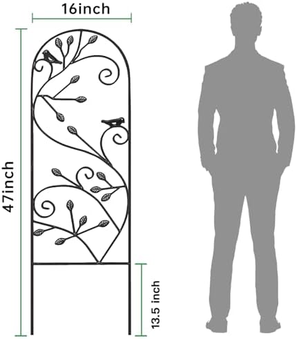 AMAGABELI GARDEN & HOME 4 Pack Garden Trellis for Climbing Plants/Vegetables/Flower/Patio/Roses/Cucumbers/Clematis 47" x 16" Black Iron Potted Support Vines Metal Wire - Image 6