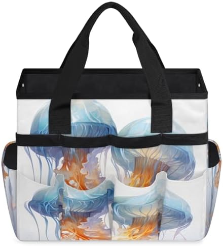 Jellyfish Garden Tool Bag Organizer Heavy Duty Animal Marine Life Gardening Tote Bag with 10 Pockets for Women Men Gardening Gifts - Image 2