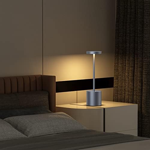 SAKRINGT 2 Pack Cordless Table Lamp Rechargeable,5000mAh Battery Operated Portable LED Table Light,Dimming Desk Lamp for Patio/Restaurant/Outdoor (Grey) - Image 6