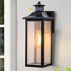 16-Inch Matte Black Motion Sensor Outdoor Wall Lantern by RVsmattly