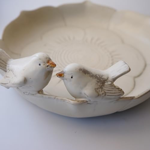 Ceramic 9.45 inch Beige Heavy Duty Ground Wild Bird Bath Bowl or Feeder for Outdoor Garden, Bowl Only - Image 3