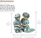 Alpine Corporation GXT258A Outdoor Finely Sculpted Boy and Girl Reading Book Garden Statue, 19"H, Bronze - Image 3