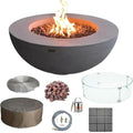 Elementi Lunar Bowl Cast Concrete Fire Table Bundle, Outdoor Fire Pit Fire Table Patio Furniture, Light Gray (Natural Gas) by AMSFireplaceInc