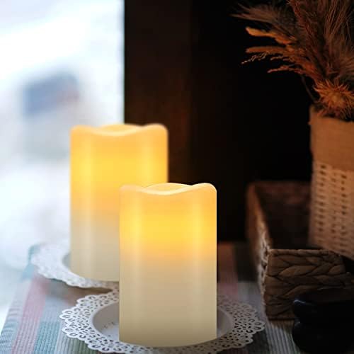 Hausware Flameless Candles Battery Operated Candles Set of 12 (D: 3" x H: 4") Real Wax Pillar Flickering Candles LED Flameless Candles with Remote and Timer Control (Ivory Color) - Image 6