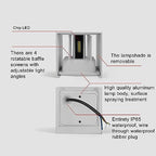 4 PCS LED 12W Outdoor Wall Lights Sconces Exterior/Interior Up and Down Lights IP65 Waterproof Modern Outdoor Lighting Fixtures Square Aluminum Exterior Wall Mount Light White 3000K Warm Lights - Image 7
