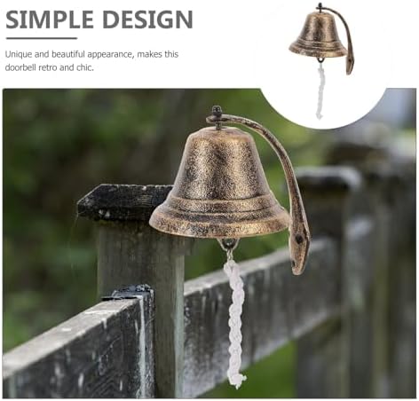 Vintage Cast Iron Doorbell Hanging Ornament, Manually Shaking Garden Bell Decoration for Front Door Entry, Small Retro Metal Dinner Bell for Outdoor Porch and Yard Use - Image 7