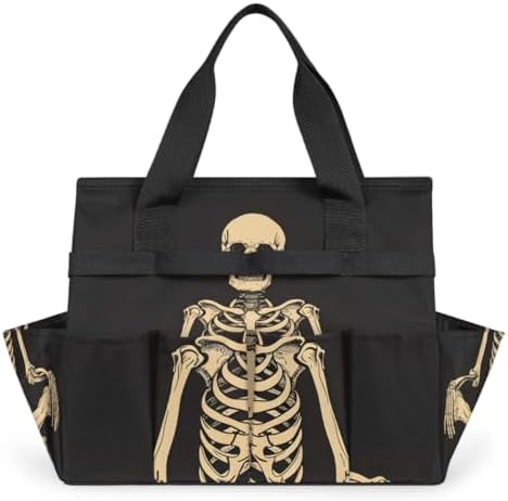 Funny Halloween Garden Tool Bag, Garden Tote Storage Bag with 10 Pockets, Indoor and Outdoor Sugar Skull Goth Gardening Tool Organizer for Women Men by CURLYOOT