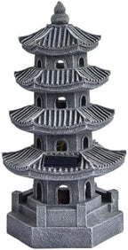 11.4" Grey Solar Lit Pagoda Garden Statue, Patio Zen Gen Decor - Image 2
