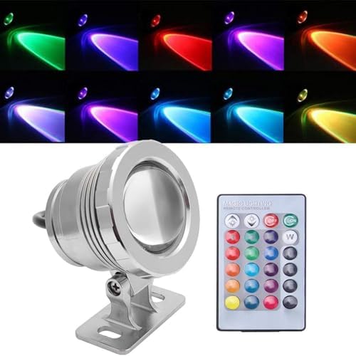 2 Pcs Submersible Fountain Lights - 10W Outdoor Pool Light, RGB Aquarium Lighting, with Remote Control Spotlight, IP68 Waterproof Underwater Pond Lamp, Landscape Light,(10W(220V)) - Image 3