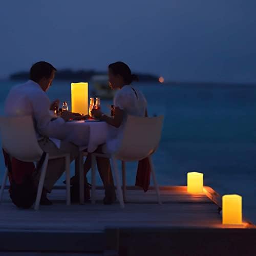 8" x 5" Waterproof Outdoor Flameless Candles Battery Operated LED Flickering Pillar Candles with Remote and Timer for Indoor Outdoor Lanterns, Long Lasting, Ivory White Large, Set of 2 - Image 6