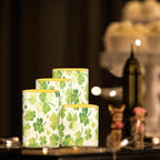 Pack of 4 St Patrick's Day Flameless Candles Bulk with Remote Watercolor Shamrocks Battery Operated Candles with Timer Flickering LED Elictric Pillar Lights for Holiday Decorations - Image 3