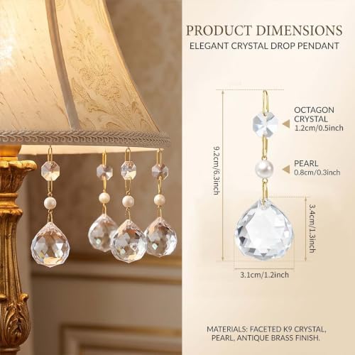 2" Pendant Chandelier K9 Crystal Decorative Hanging Ornaments (Vintage C, 12) - Image 2