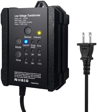 Gardenreet 65W Low Voltage Landscape Lighting Transformer with Timer and Photocell Sensor IP65 Waterproof, 12V DC for Outdoor LED Pathway, Spotlights by Gardenreet