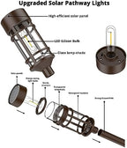 ILANCK Solar Pathway Lights Outdoor Solar Lights 8 Pack Metal & Glass Design - Waterproof Auto On/Off Bright Long-Lasting Garden Landscape Lighting Walkway Driveway - Image 6