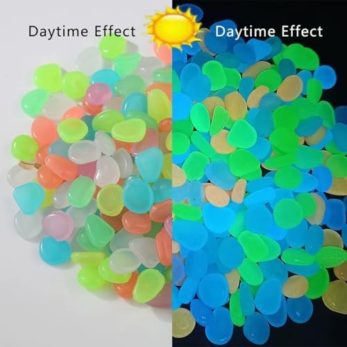 Colorful Glow-in-the-Dark Garden Stone, Night Guide Luminous Pebbles, Glowing Garden Stones, Rainbow Glow in the Dark Stepping Rocks for Landscaping Fish Tank Aquarium Walkway Decor (Blue,1000pcs) - Image 5