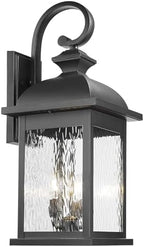 FEMILA 26" Outdoor Wall Light, Large Exterior Wall Lantern with Water Ripple Glass, 3-Light Outdoor Wall Light Fixtures for Entryway, Patio, Garage, Doorway, E12 Base, 4FD54B-L BK by FEMILA