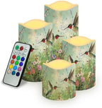 Green Hummingbird Flameless Candles with Remote Timer Flickering LED Pillar Candles Color Changing Set of 4 Battery Operated Candles Indoor Outdoor Home Table Beach Wedding Decoration by Uorisanigo