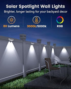 JOFIOS Solar Fence Lights Outdoor Waterproof, 80 Lumens Solar Lights for Fence with Warm White & RGB 8 Colors,Outdoor Solar Light for Deck, Patio, Backyard, Fence, Railing (8-Pack-White) - Image 2