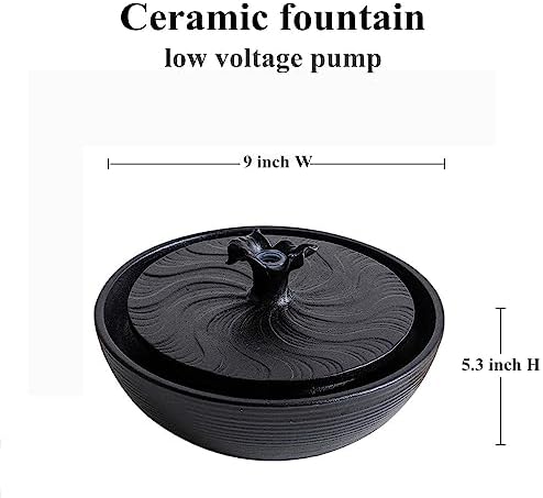 Ceramic Tabletop Water Fountain Feature for Indoor and Outdoor Home Decoration Table Desktop Office (Black) - Image 2