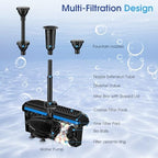 Antfraer 55W Solar Pond Pump with Filter Kit - Foldable Monocrystalline Solar Panel, Pond Filter for Outdoor Ponds, Koi Ponds, Waterfalls & DIY Water Features (17FT+10FT Power Cord) - Image 5