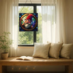 Stained-Glass Window Gnome Stained Glass Suncatcher – Square Hanging Window Panel for Home or Greenhouse – Whimsical Glass Art Gift for Garden Lovers, Christmas, Halloween, Father Days f4NVcT - Image 7