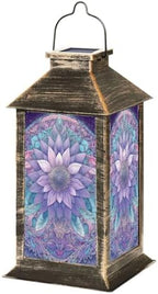 Stained Glass Style Solar Lantern Outdoor Garden Hanging Lantern Pastel Sunflower Stained Glass Symmetrical Mosaic Waterproof Solar Powered Lighting Outside Table Lamp for Patio Deck Yard Camping by Unknown