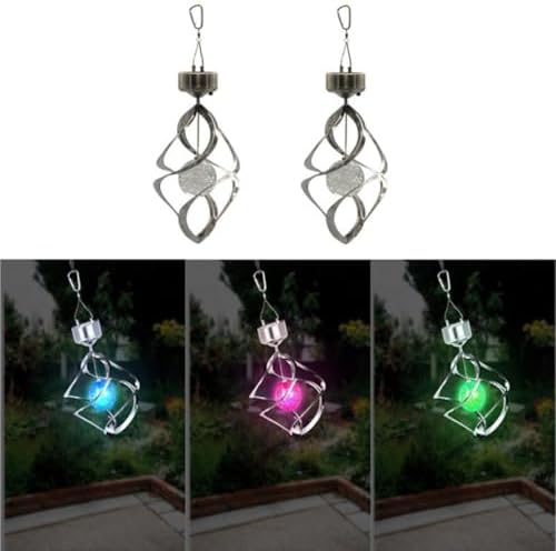 Color Changing Solar Wind Chime Light with Crystal Spiral Design - Image 4