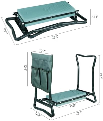 Garden Kneeler Seat with EVA Folding Portable Bench Kneeling Pad and Tool Pouch New - Image 3
