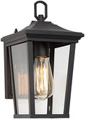LALUZ Exterior Light Fixtures Farmhouse Wall Mount Lantern Outdoor Sconce with Clear Glass, for Entryway, Yards, Front Porch, Black (11.8") by LALUZ