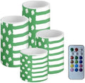 Shamrocks Flameless Candles with Remote Waterproof Battery Operated LED Pillar Candles with Timers Tea Lights for St Patrick's Day Indoor Outdoor Decorations by Merkmak