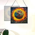 Fire Ring Gnome Dance Stained Glass Suncatcher – Square Hanging Window Panel for Home or Greenhouse – Whimsical Glass Art Gift for Garden Lovers, Christmas, Halloween, Father Days sMbiCD - Image 4