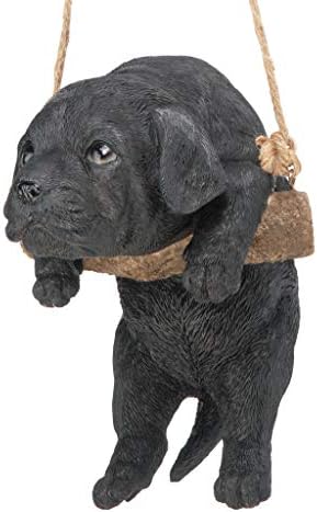 Design Toscano Black Lab Puppy on a Perch Hanging Dog Sculpture, 8 Inches - Image 7