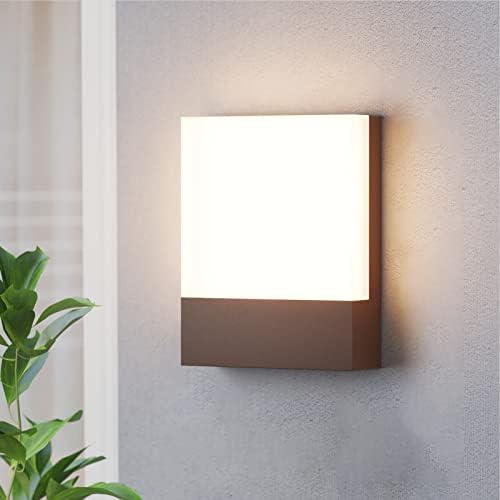Outdoor Square Led Wall Light,Hardwired,24W 3000K,1-Pack,Rust Red by Aoceley