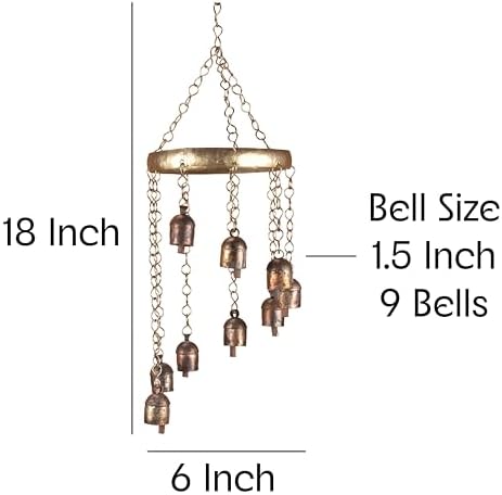 Rustic Wind Chimes for Outside – 18" Handmade Metal Hanging Bells – Garden Decor for Outside Yard Porch Patio – Outdoor Wind Chimes Bronze Finish – Boho Yard Decorations - Image 2