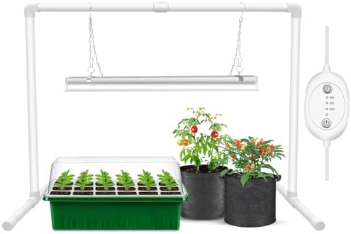 Wolezek 2FT T5 Grow Lights for Seed Starting with Timer, 32W Full Spectrum by WOLEZEKLED