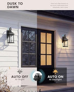 FEMILA Dusk to Dawn Exterior Wall Sconce, 15" Front Porch Light Fixtures Wall Mount for Patio, Garage, Garden, UL Listed, Matte Black Water Ripple Glass, 4FD54B-PC BK-WP - Image 2