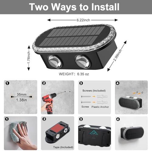 Ellasay Solar Fence Lights Outdoor: IP65 Waterproof Bright LED Wall Lighting with 3 Color Modes and 12 Hour Battery Life Perfect for Garden Backyard Porch and Holiday Parties 8 Pack - Image 6