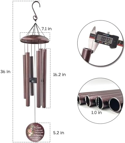 ASTARIN 36" Large Deep Tone Personalized Sympathy Wind Chimes, Memorial Wind Chime for Loss of Mother Father Loved One, Hummingbird Bereavement Gifts Decor Outdoor - Image 3