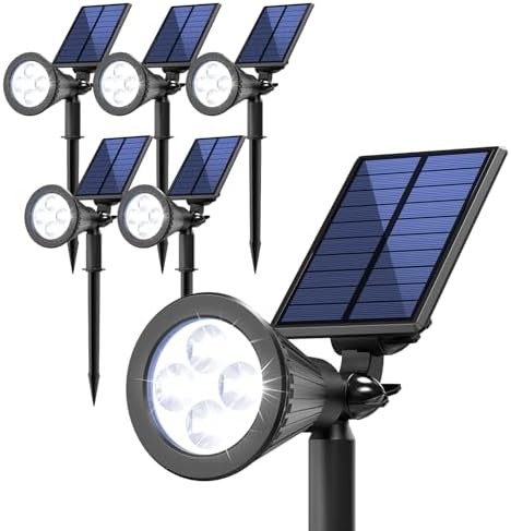 JEJOT 6 Pack Solar Spot Lights Outdoor Waterproof with Focus Beam by JEJOT