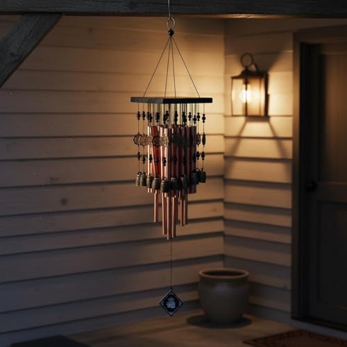 Outdoor Hanging Bell Wind Chime Copper Tube Chime Garden Ornament Balcony Patio Decor Solid Wood Aluminum Gentle Soothing Sound Visual Texture Rustic - Image 5