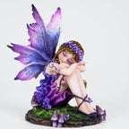 Fantasy Purple Sleeping Fairy Figurine, 3.15 Inch Blue-Purple Gradient Elf Statue, Hand-Painted Resin Decor with Flower Crown & Mini Mushroom Base for Desk, Fairy Garden, Bedroom - Image 3