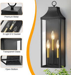 24" Extra Large Outdoor Wall Lights 2-Pack, Black Outside Wall Sconce - Image 6